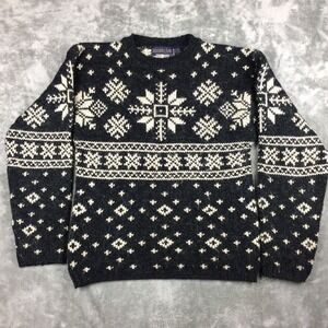 VTG‎ Christopher Rand Sweater Mens Small Wool Blend Knit Pullover Snowflakes
